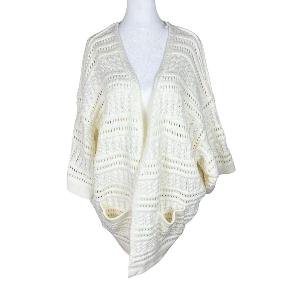 Orfeo Paris Ivory Open Front Chunky Knit Duchesse Cardigan Sweater One Size NWT